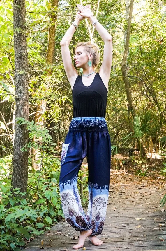 Blue and White Elephant Pants