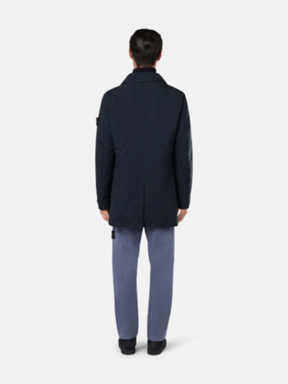 Blue Short Trench Coat with Anti-Drop