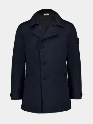 Blue Short Trench Coat with Anti-Drop