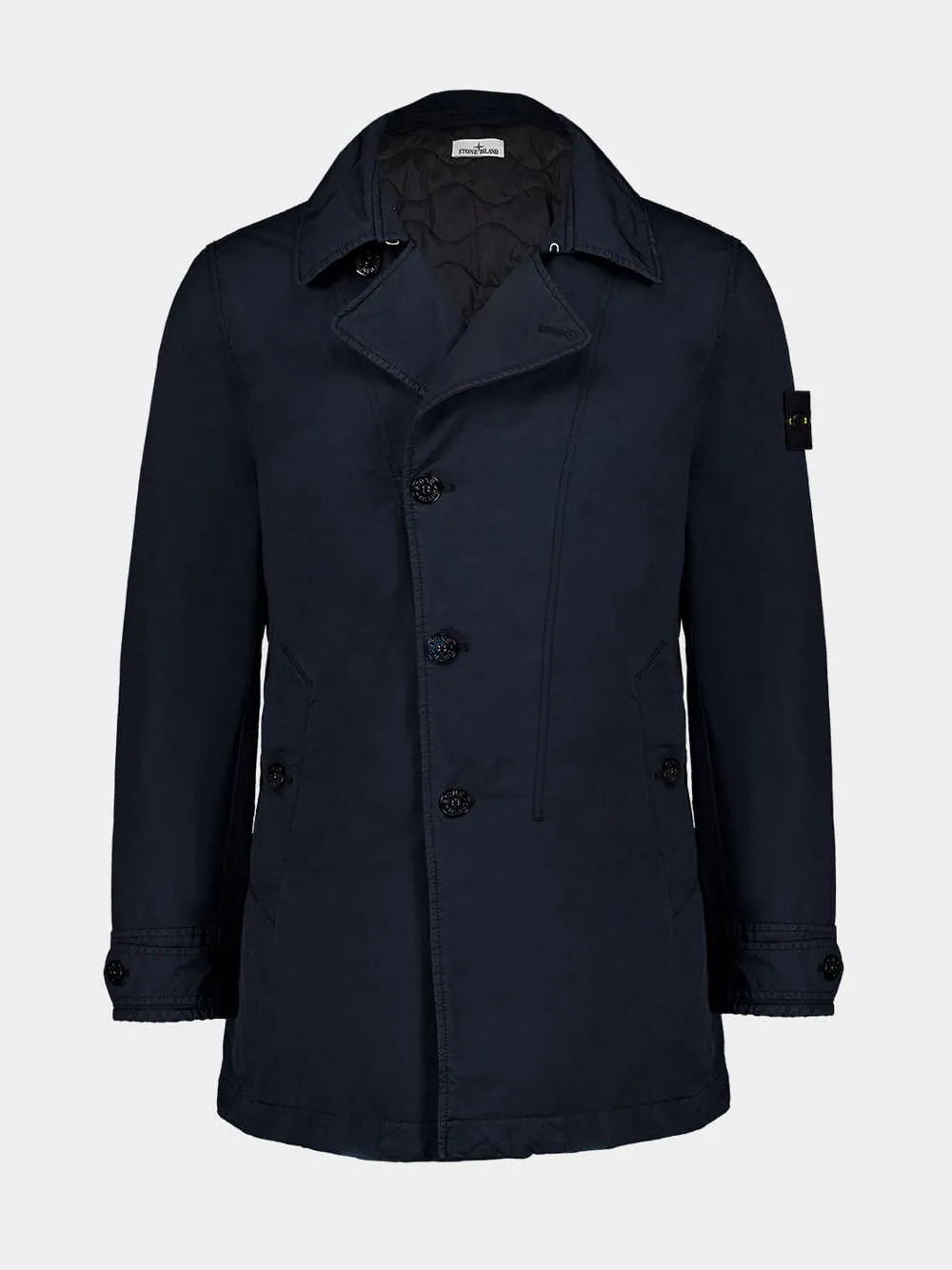 Blue Short Trench Coat with Anti-Drop