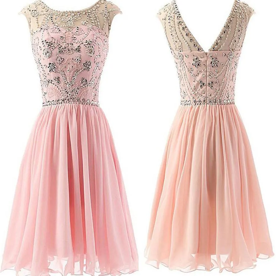 Blush Pink  Chiffon Elegant fashion cute graduation casual party homecoming dresses, BD00194