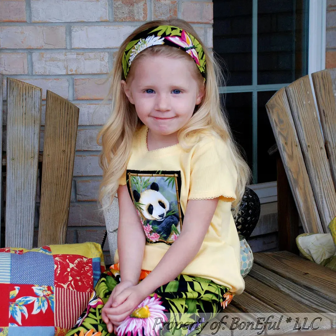Boutique Girls Size 6 6X Panda Animal Tropical Floral Outfit 3 Piece Set