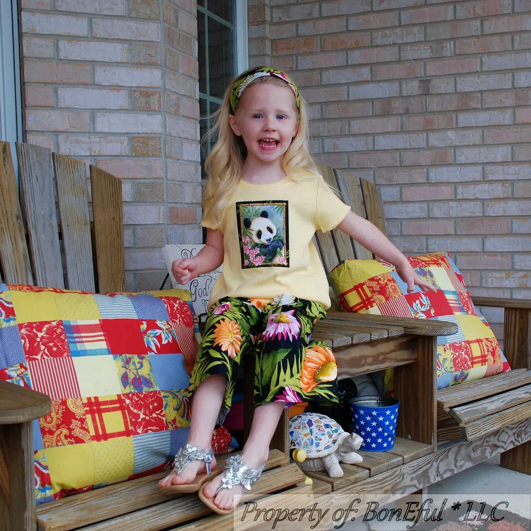 Boutique Girls Size 6 6X Panda Animal Tropical Floral Outfit 3 Piece Set