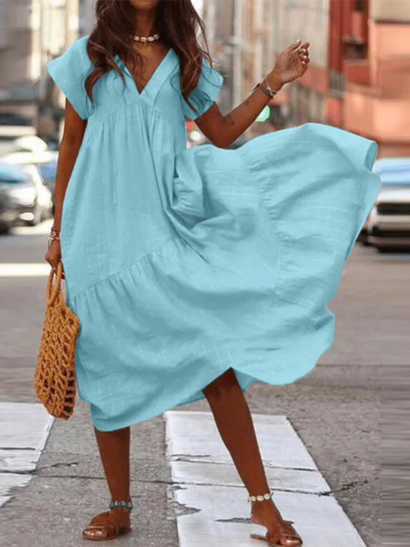 Brandi - Women's Dress 100% Cotton Plain Casual