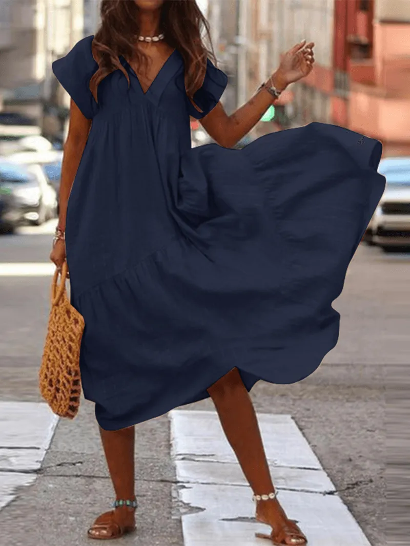 Brandi - Women's Dress 100% Cotton Plain Casual