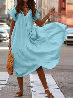 Brandi - Women's Dress 100% Cotton Plain Casual