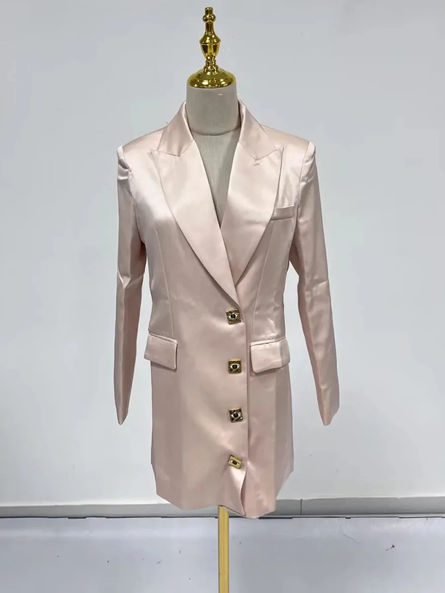 BREENDA ASYMMETRIC CLOSURE BLAZER IN PALE PINK