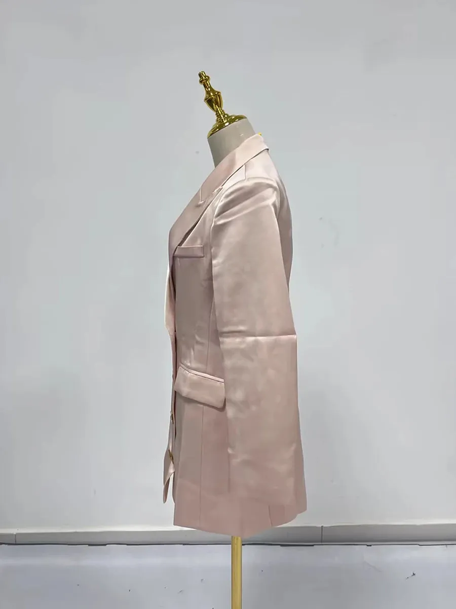 BREENDA ASYMMETRIC CLOSURE BLAZER IN PALE PINK