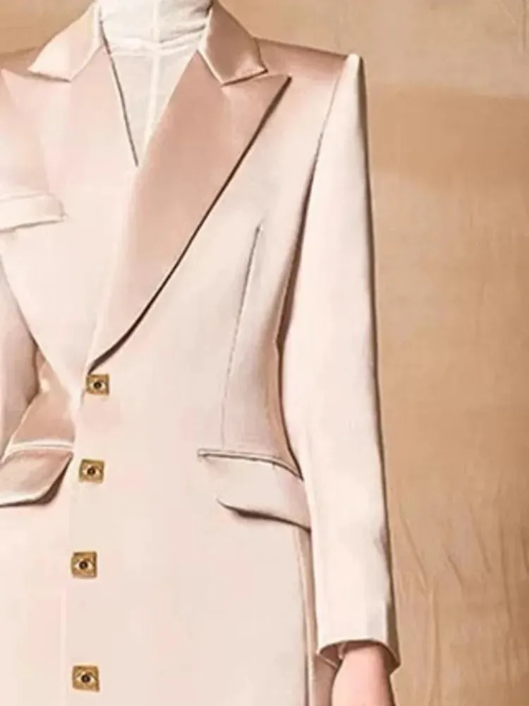 BREENDA ASYMMETRIC CLOSURE BLAZER IN PALE PINK