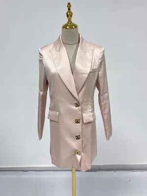 BREENDA ASYMMETRIC CLOSURE BLAZER IN PALE PINK