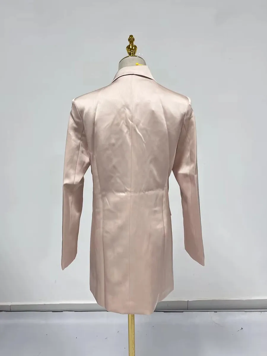 BREENDA ASYMMETRIC CLOSURE BLAZER IN PALE PINK