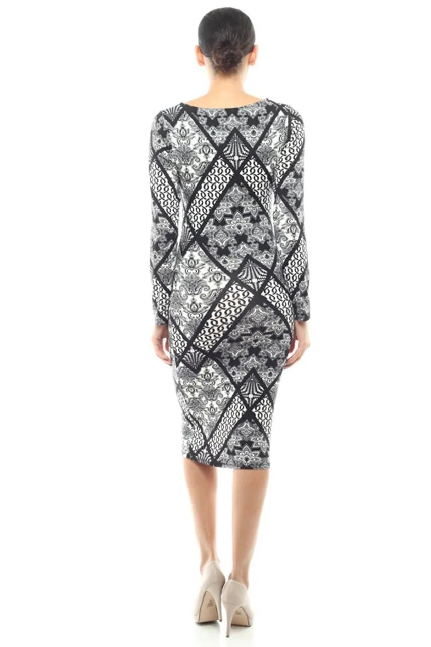 Casual Dress Dress Posh Ornament Black White