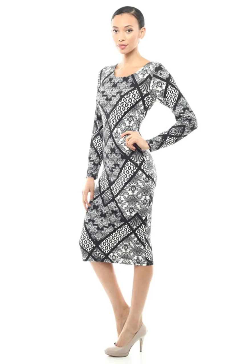 Casual Dress Dress Posh Ornament Black White