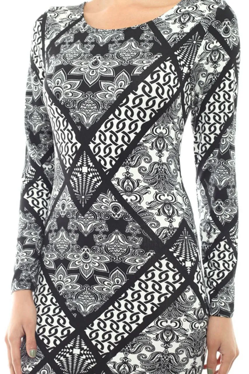 Casual Dress Dress Posh Ornament Black White