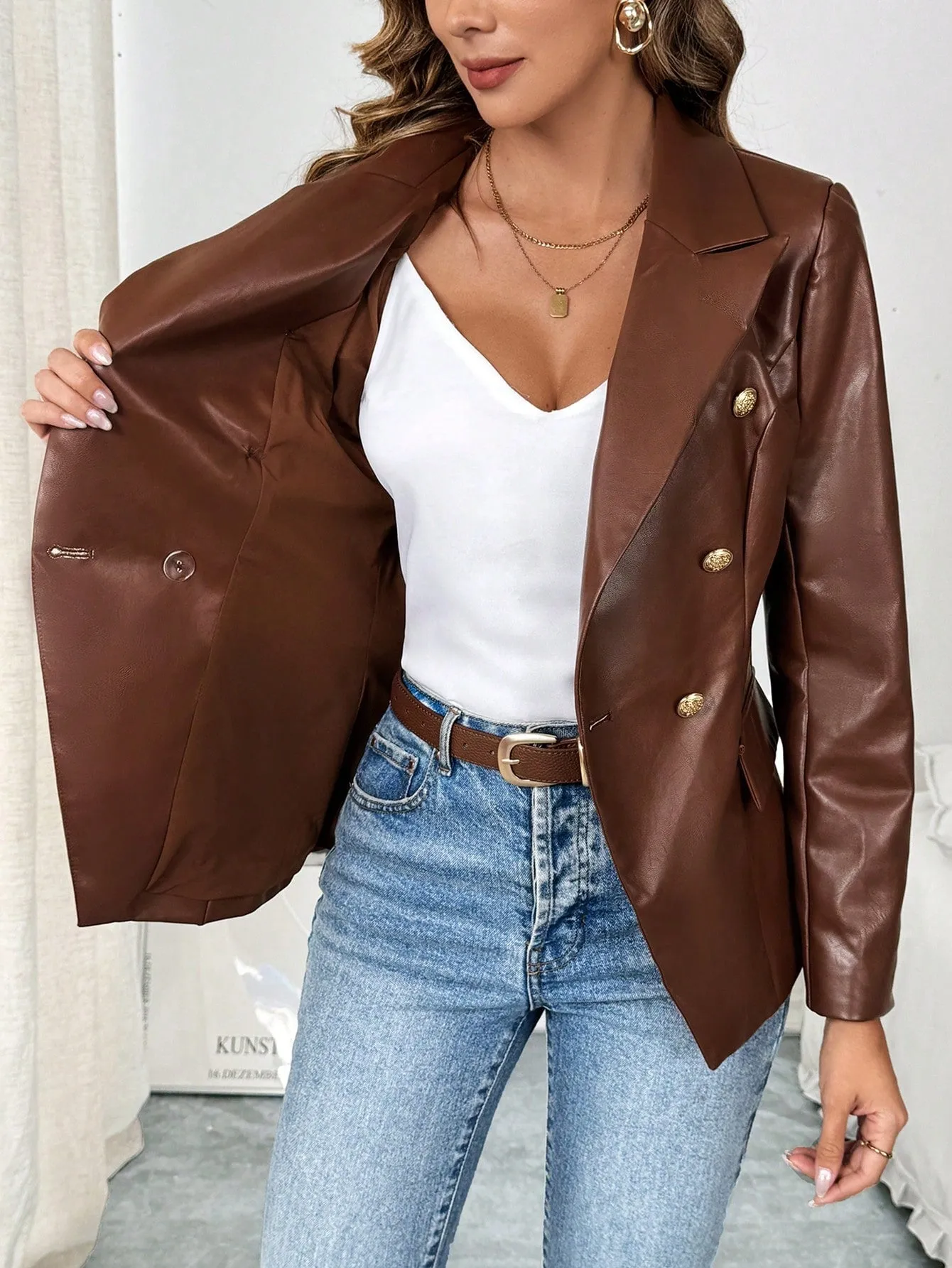 Chaqueta Casual de PU para Mujer - Cherry Vibes