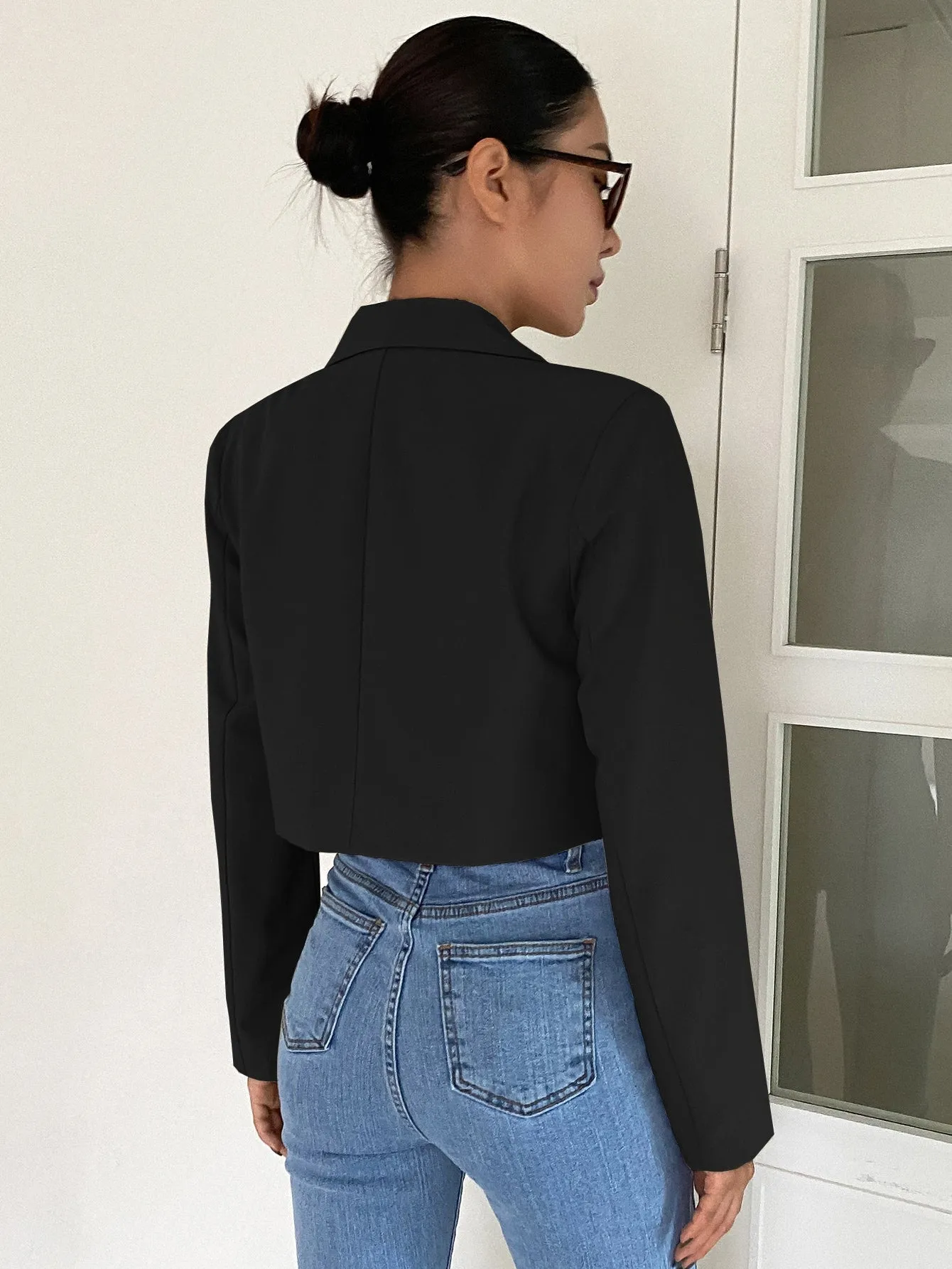 Chaqueta de traje corta de color liso