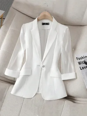 Cherry Vibes: Blazer Chic de Manga Larga para Mujer