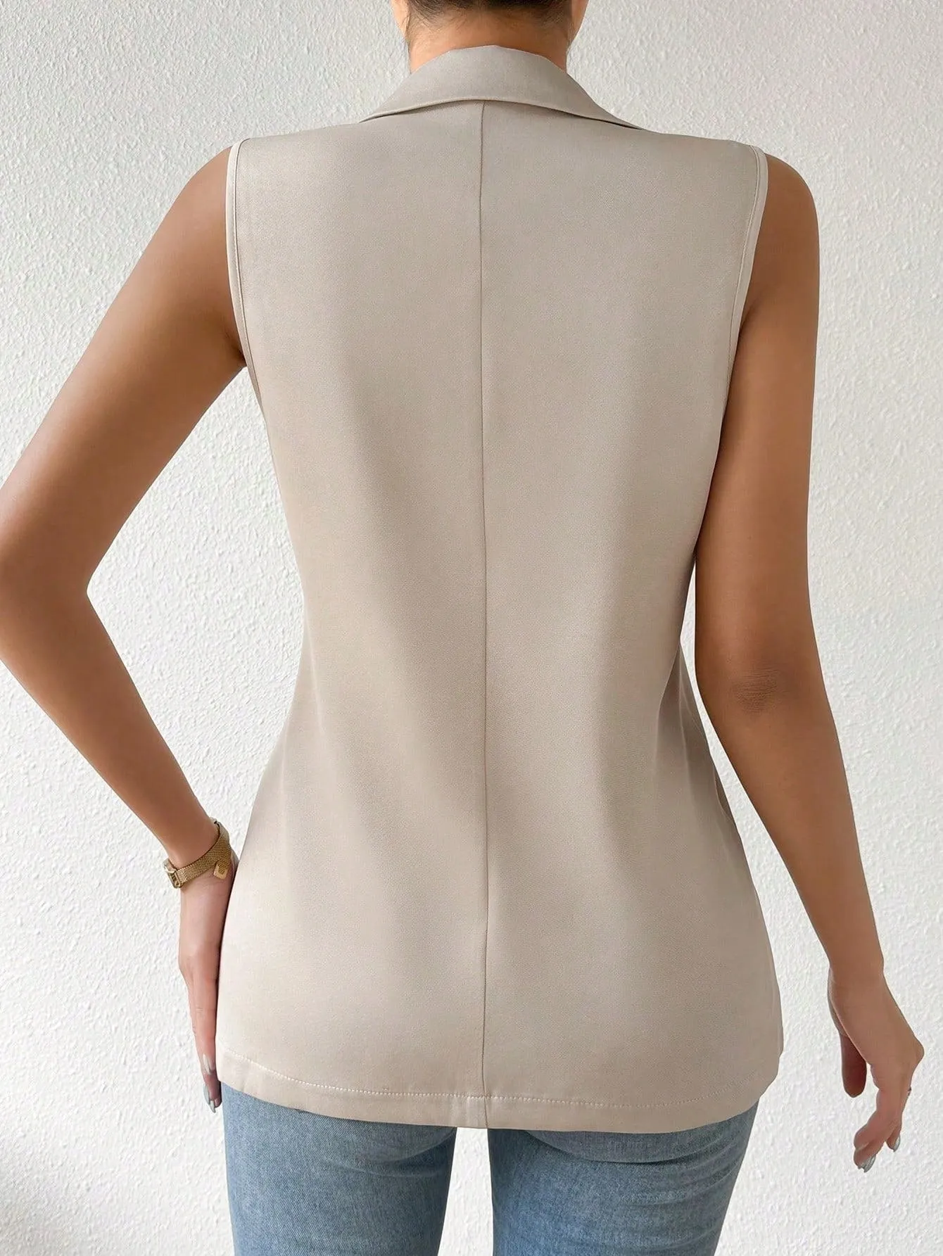 Cherry Vibes Chaleco Con Cuello De Solapa Para Mujer