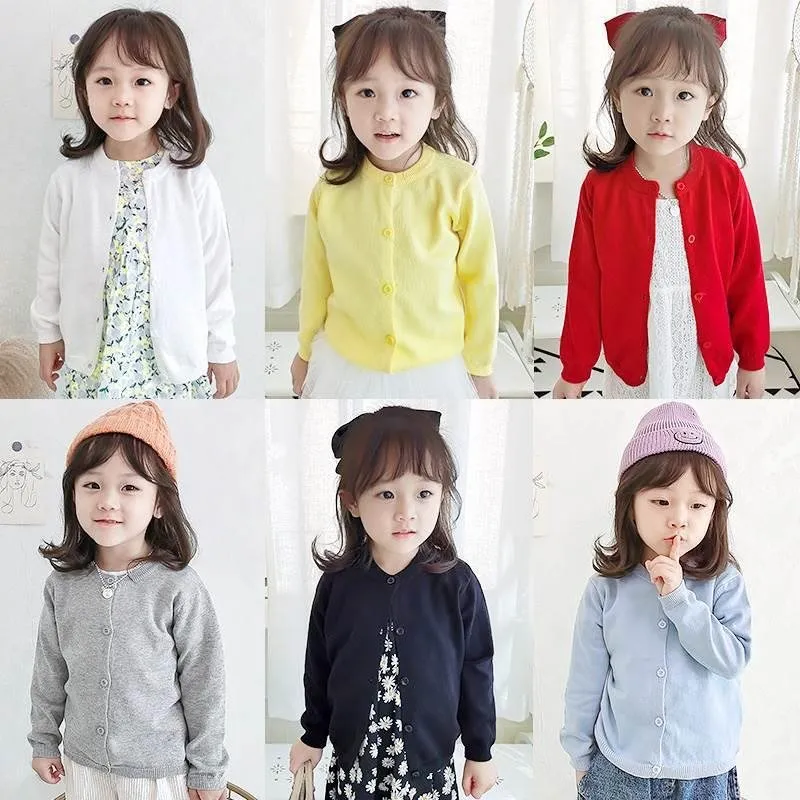 Children's knitted cardigan thin jacket baby sweater girls and boys spring and autumn cotton knitted sweater with outer cross