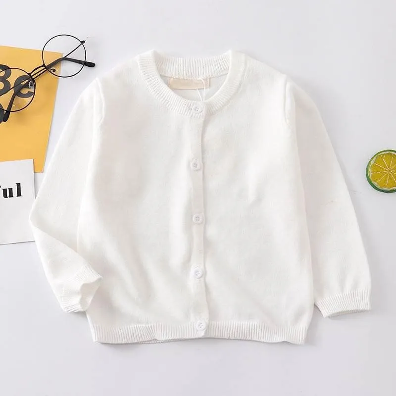 Children's knitted cardigan thin jacket baby sweater girls and boys spring and autumn cotton knitted sweater with outer cross