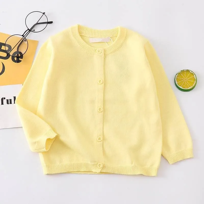 Children's knitted cardigan thin jacket baby sweater girls and boys spring and autumn cotton knitted sweater with outer cross