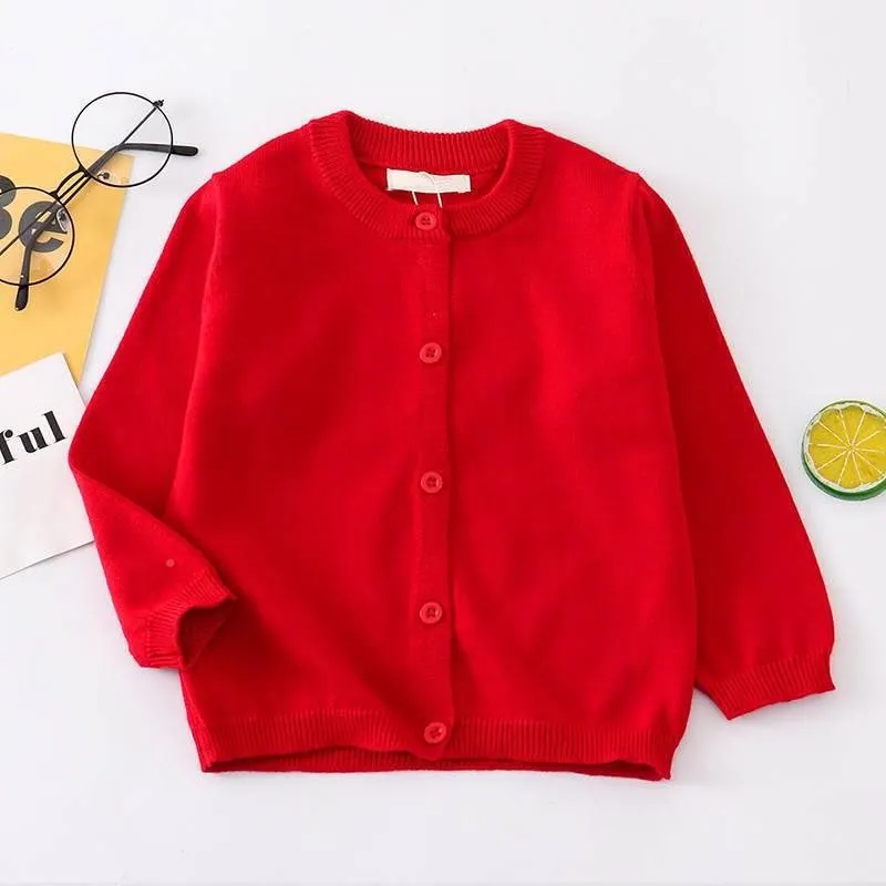 Children's knitted cardigan thin jacket baby sweater girls and boys spring and autumn cotton knitted sweater with outer cross