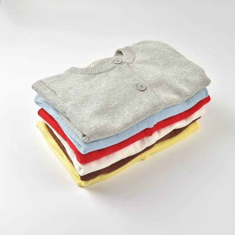 Children's knitted cardigan thin jacket baby sweater girls and boys spring and autumn cotton knitted sweater with outer cross