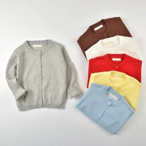 Children's knitted cardigan thin jacket baby sweater girls and boys spring and autumn cotton knitted sweater with outer cross
