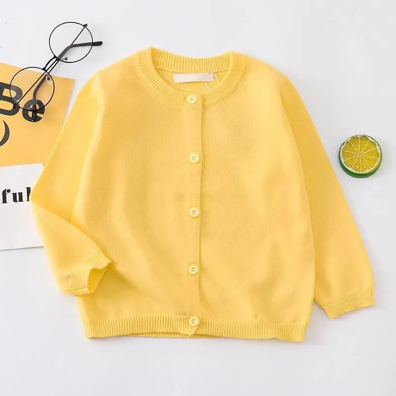 Children's knitted cardigan thin jacket baby sweater girls and boys spring and autumn cotton knitted sweater with outer cross