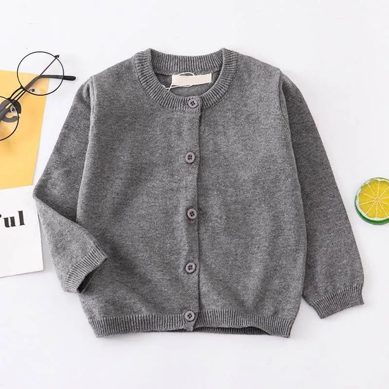 Children's knitted cardigan thin jacket baby sweater girls and boys spring and autumn cotton knitted sweater with outer cross
