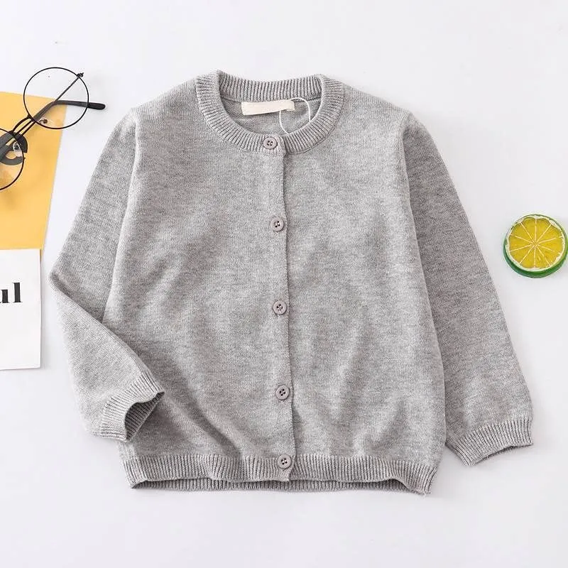 Children's knitted cardigan thin jacket baby sweater girls and boys spring and autumn cotton knitted sweater with outer cross