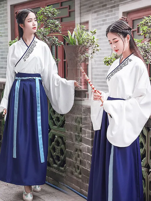 Chinese Style Lolita Dress 3-Piece Set White Long Sleeve Polyester Lolita Dress Outfit