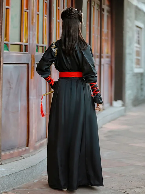 Chinese Style Lolita Dress 3-Piece Set White Long Sleeve Polyester Lolita Dress Outfit
