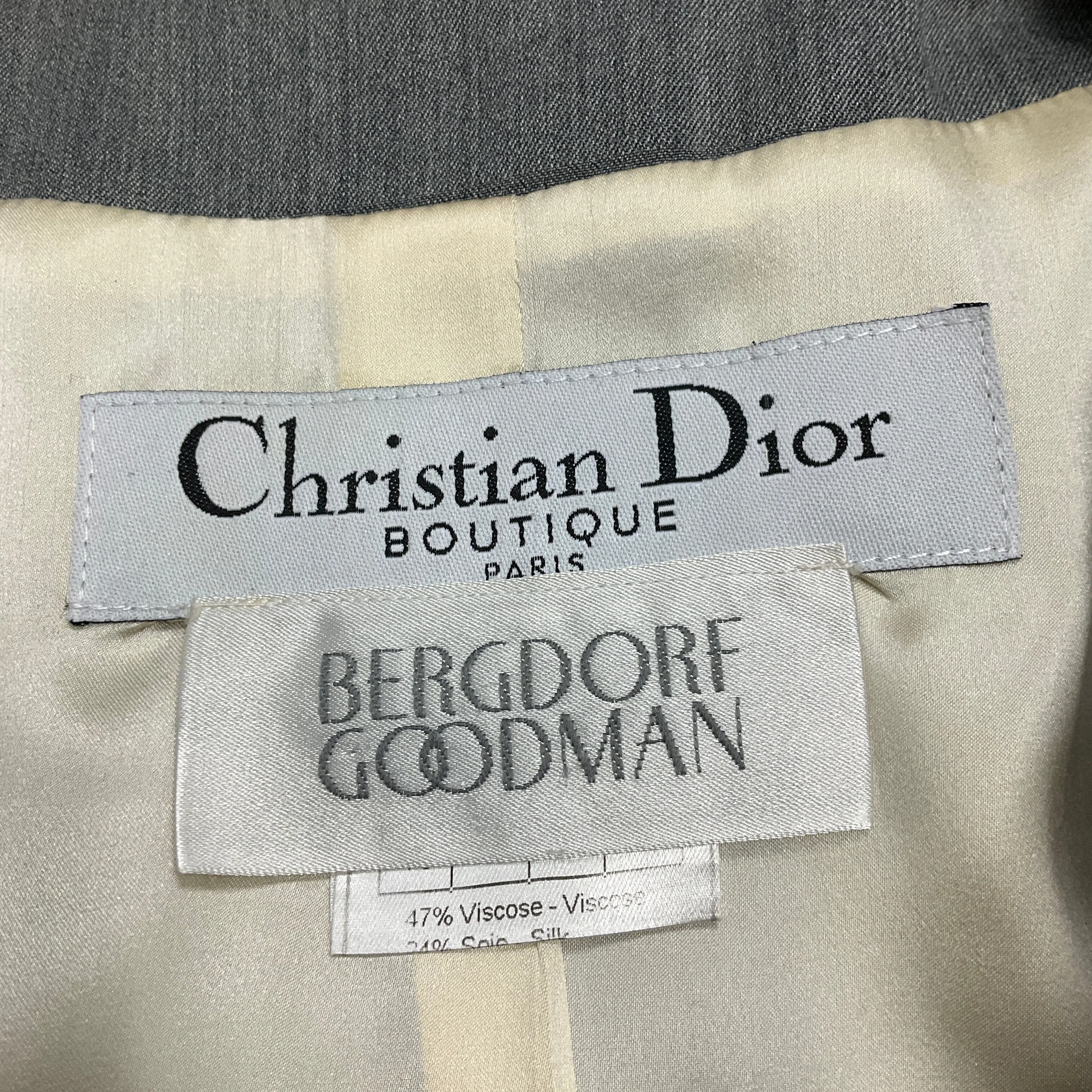 Christian Dior Boutique Vintage Spring 1999 Grey Striped Jacket