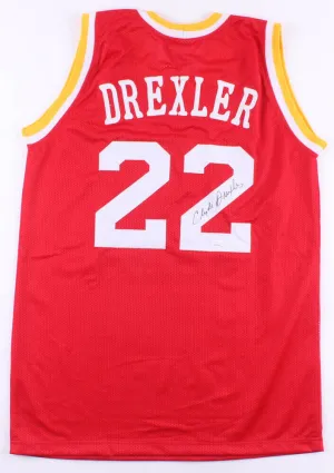 Clyde (The Glide) Drexler Signed Houston Rockets Red Home Jersey (JSA COA)