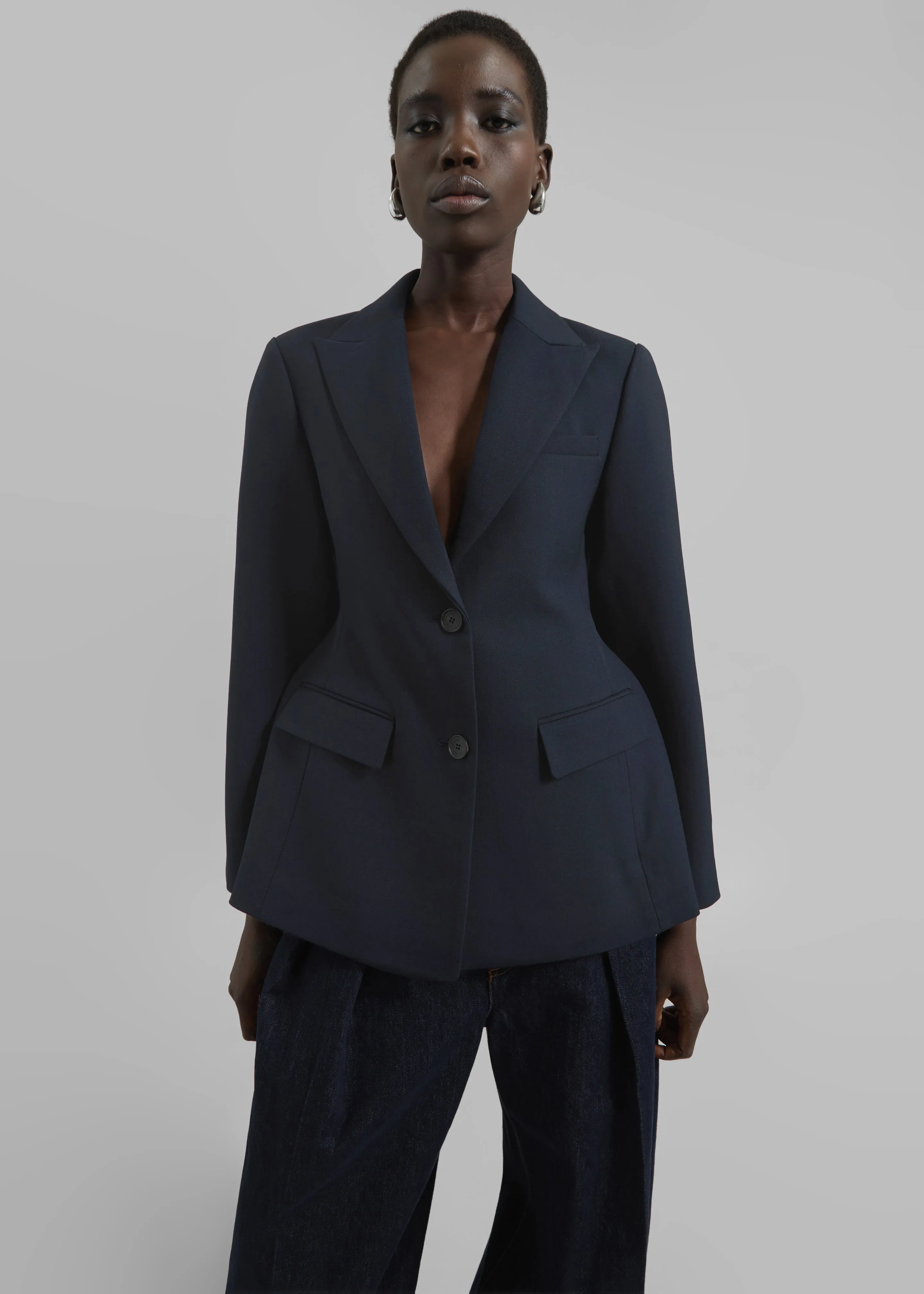 Colette Hourglass Twill Blazer - Navy