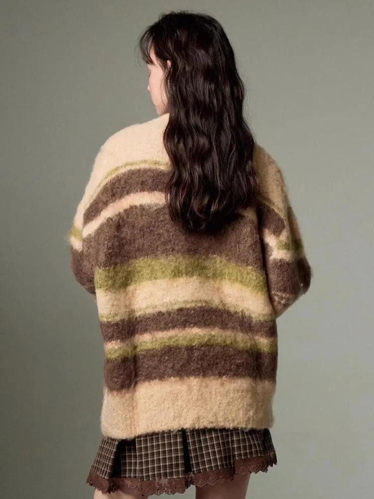 Color-contrast Striped Soft Lazy Sweater