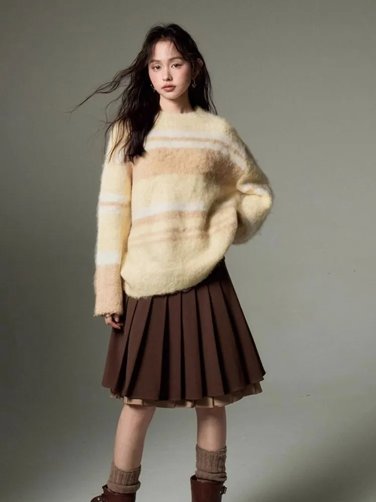 Color-contrast Striped Soft Lazy Sweater
