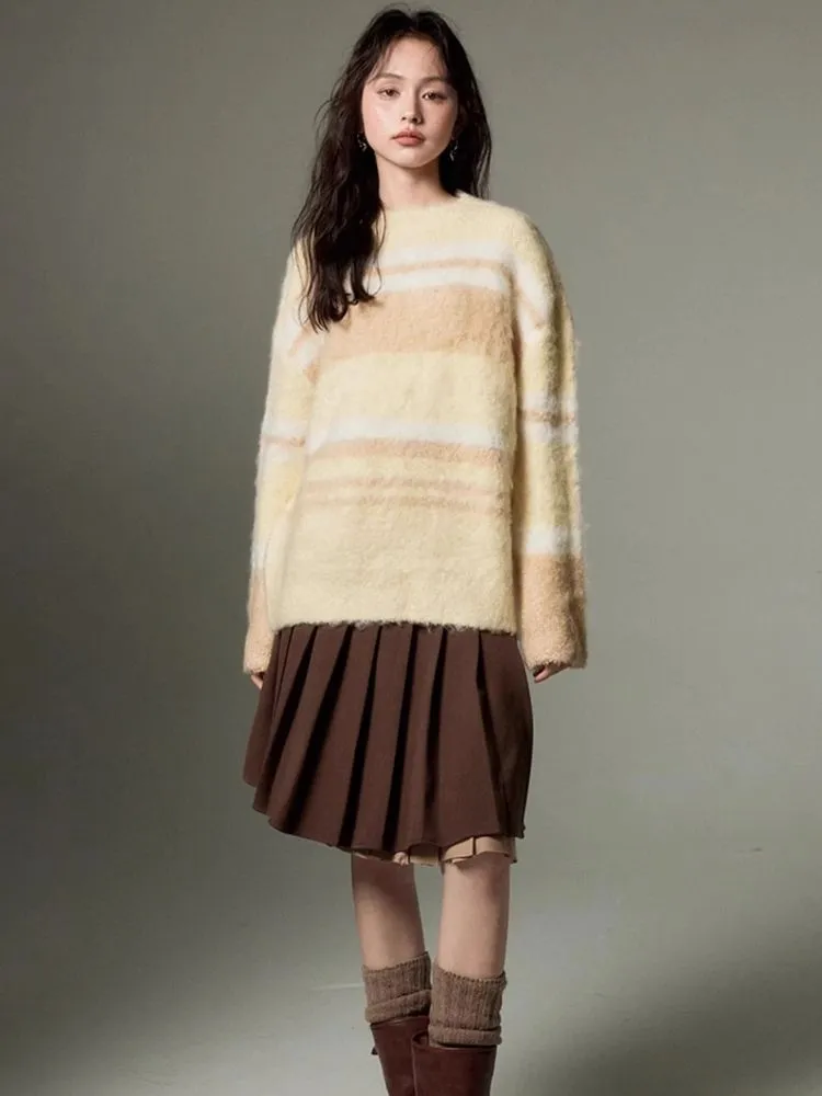 Color-contrast Striped Soft Lazy Sweater