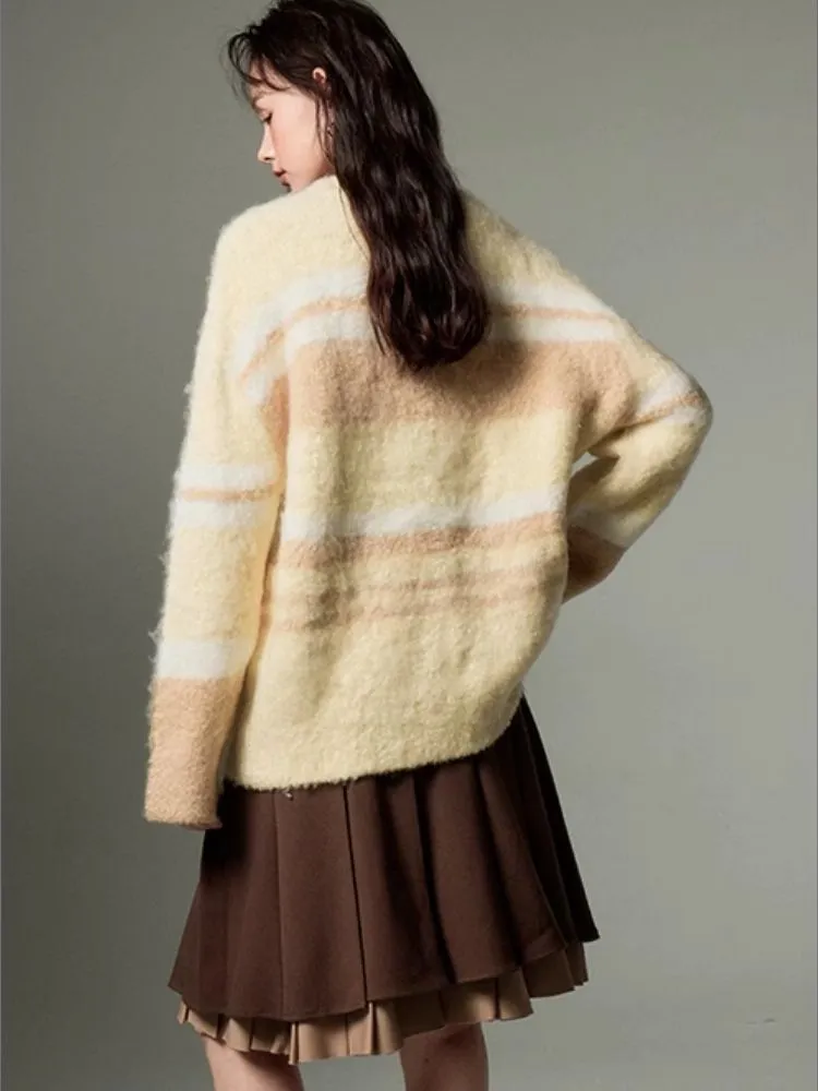 Color-contrast Striped Soft Lazy Sweater