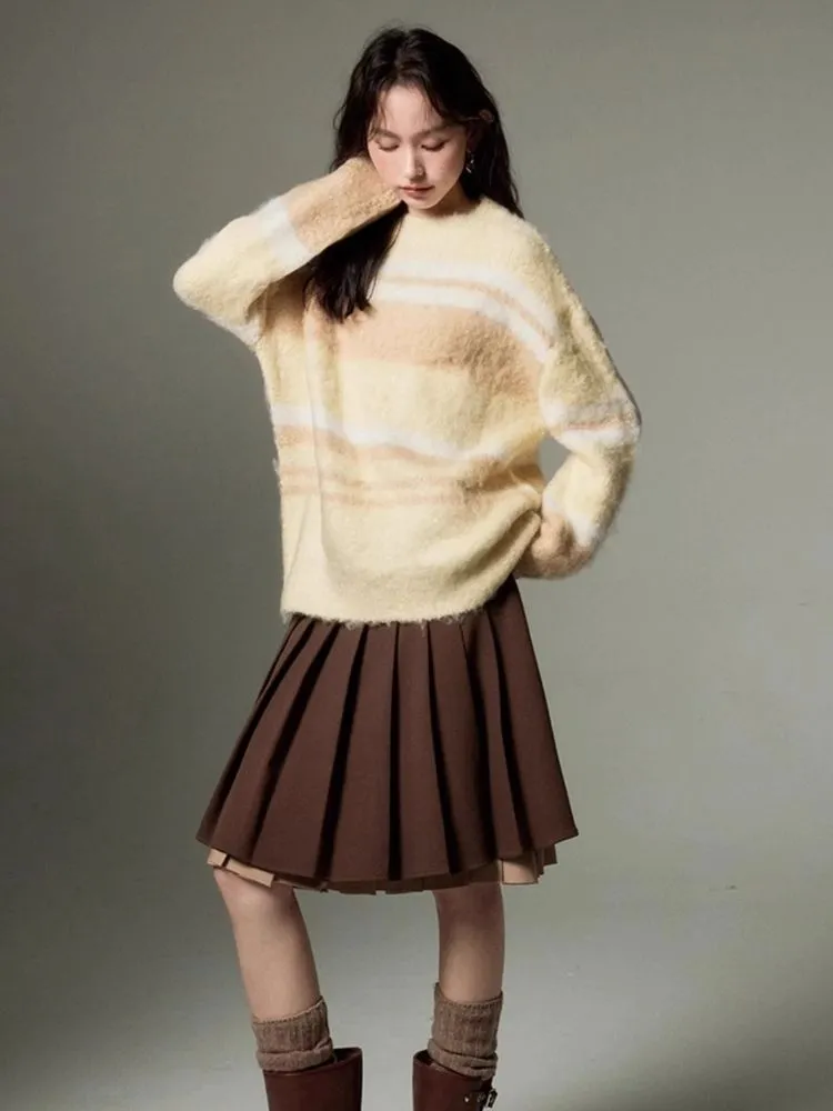 Color-contrast Striped Soft Lazy Sweater