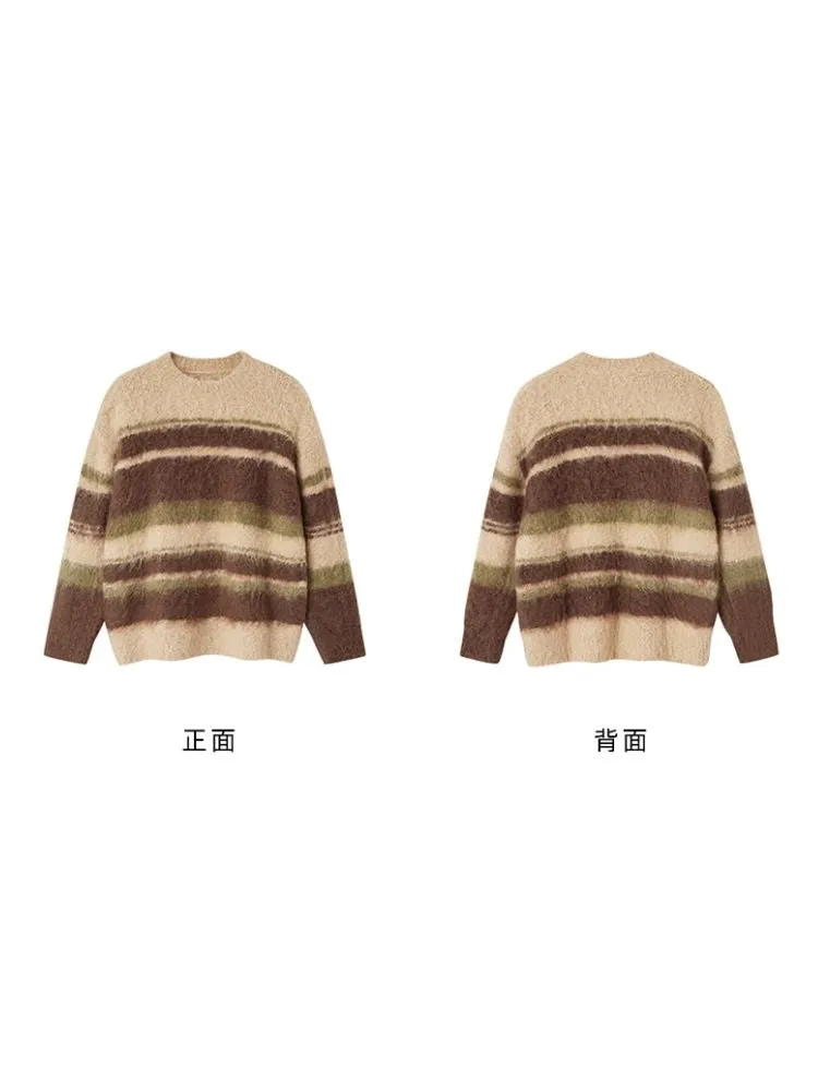 Color-contrast Striped Soft Lazy Sweater