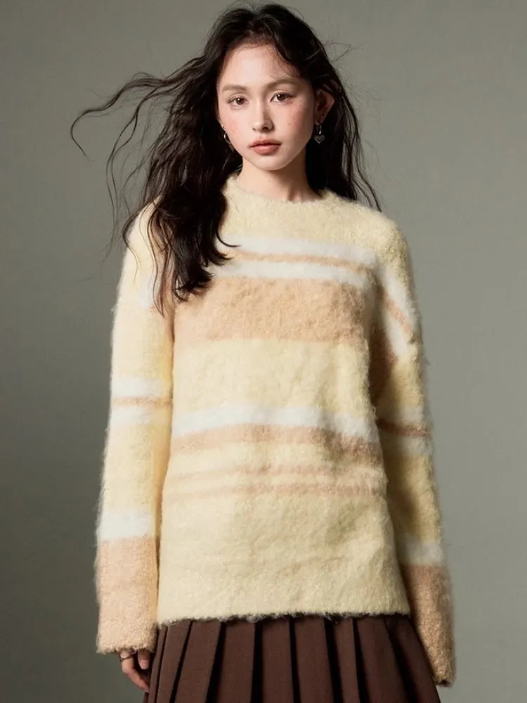 Color-contrast Striped Soft Lazy Sweater