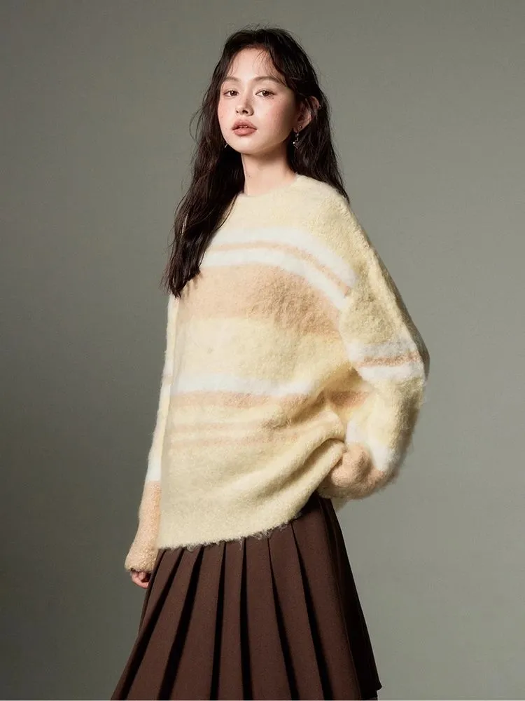 Color-contrast Striped Soft Lazy Sweater