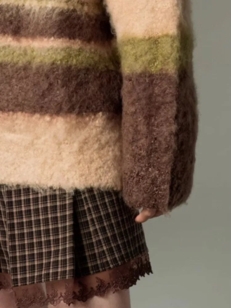 Color-contrast Striped Soft Lazy Sweater