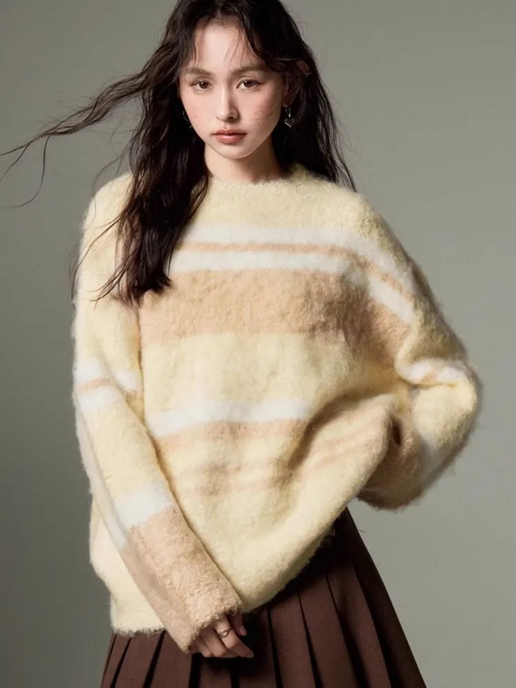 Color-contrast Striped Soft Lazy Sweater