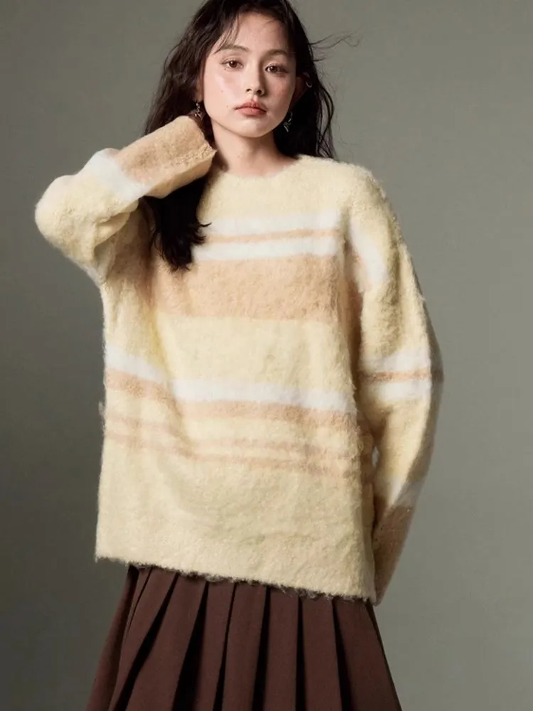 Color-contrast Striped Soft Lazy Sweater