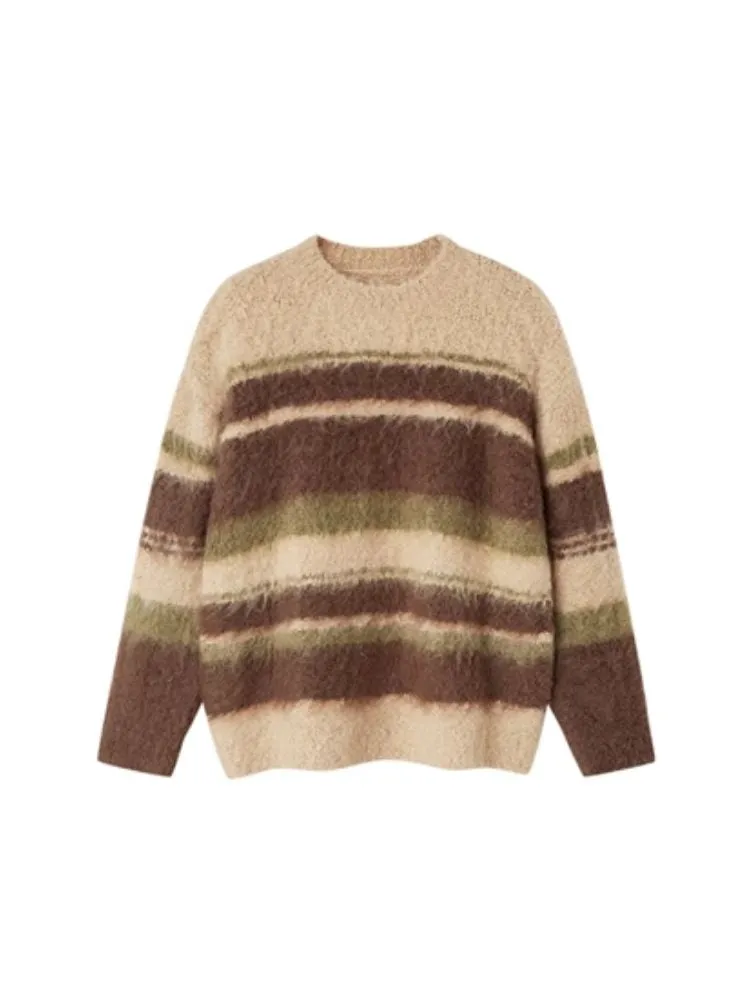 Color-contrast Striped Soft Lazy Sweater