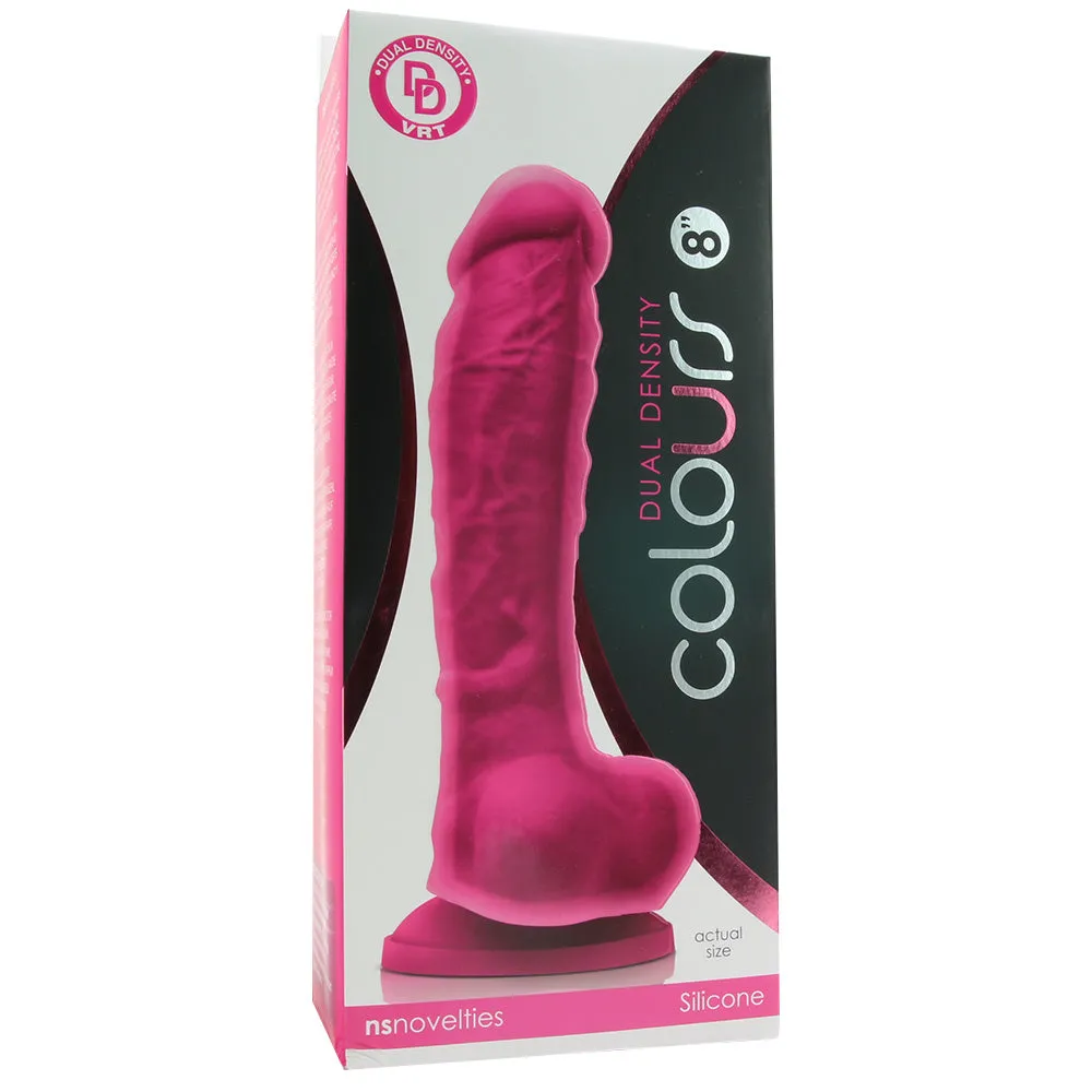 Colours 8 Inch Dual Density Silicone Dildo in Pink