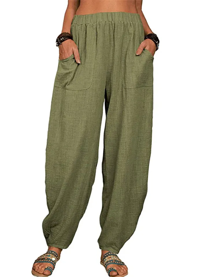 Comfy Loose Summer Cotton Linen Pants for Women
